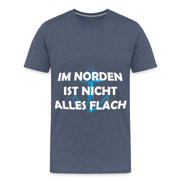 Herren Premium T-Shirt IM NORDEN IST NICHT ALLES FLACH - Blau meliert