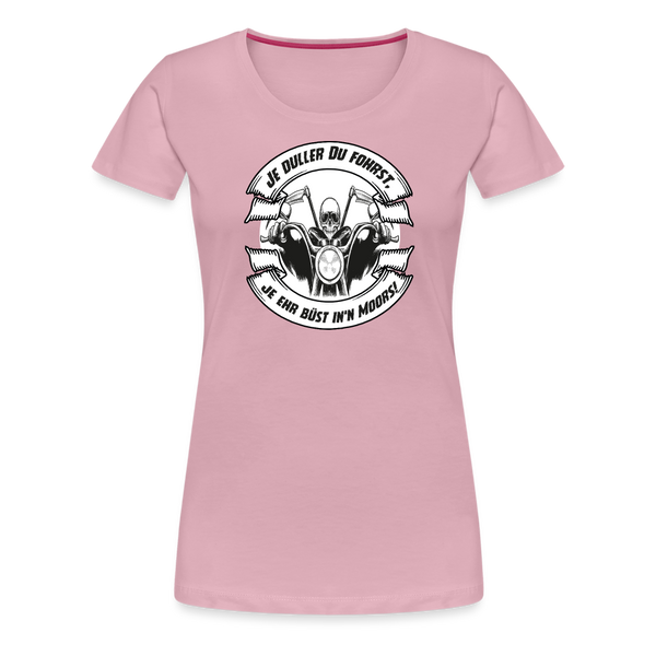 Damen Premium T-Shirt MOTORRAD / BIKER PLATTDEUTSCH - Hellrosa