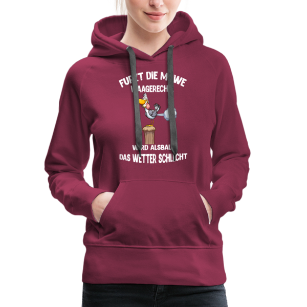 Damen Premium Hoodie FURZT DIE MÖWE WAAGERECHT - Bordeaux