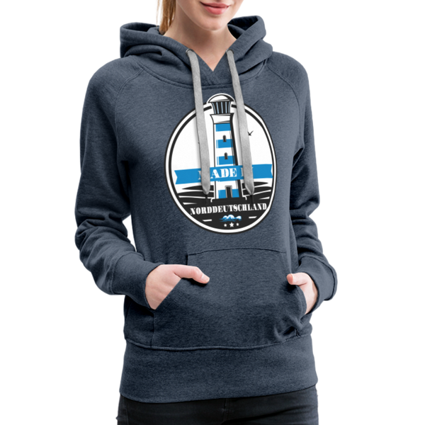 Damen Premium Hoodie MADE IN NORDDEUTSCHLAND MIT LEUCHTTURM - Jeansblau