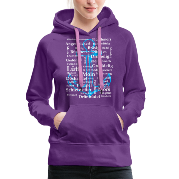 Damen Premium Hoodie PLATTDEUTSCHE WÖRTER - Purple