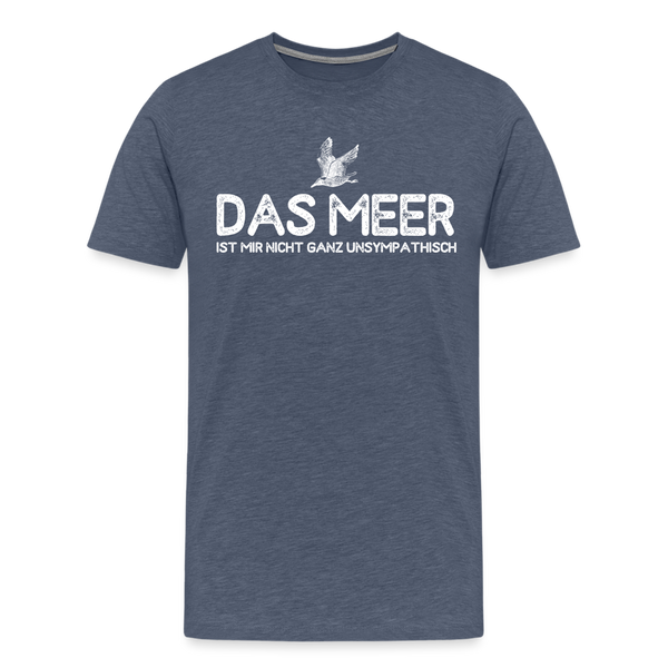 Herren Premium T-Shirt DAS MEER - Blau meliert