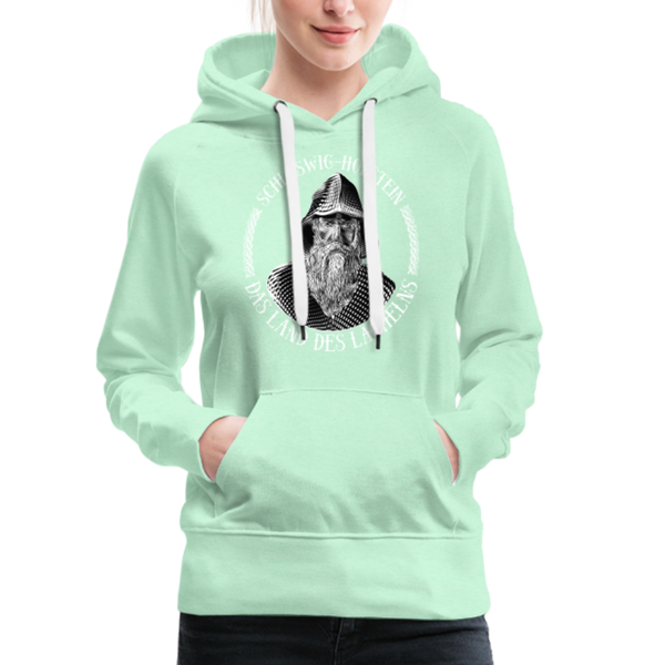 Damen Premium Hoodie SCHLESWIG HOLSTEIN LAND DES LÄCHELNS - helles Mintgrün