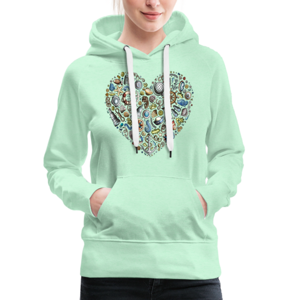 Damen Premium Hoodie NORDDEUTSCHES HERZ - helles Mintgrün