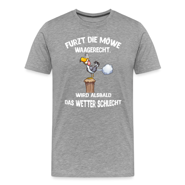 Herren Premium T-Shirt FURZT DIE MÖWE WAAGERECHT - Grau meliert