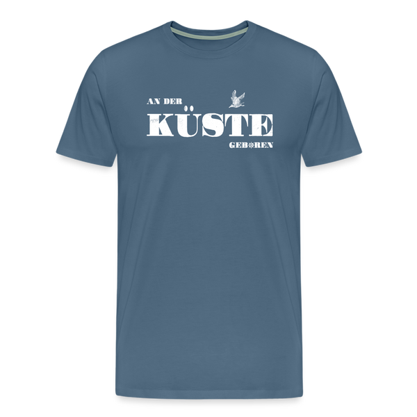 Herren  Premium T-Shirt AN DER KÜSTE GEBOREN - Blaugrau