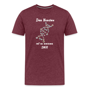 Herren Premium T-Shirt DER NORDEN IST IN MEINER DNA - Bordeauxrot meliert