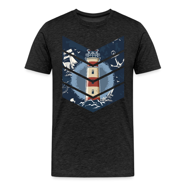 Herren Premium T-Shirt SEGELSCHIFF, MÖWEN UND MEER - Anthrazit