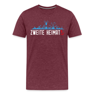 Herren  Premium T-Shirt ZWEITE HEIMAT - Bordeauxrot meliert