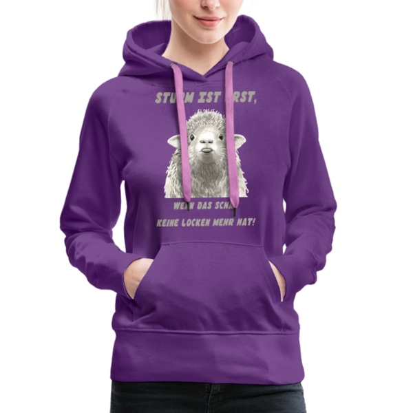 Damen Premium Hoodie STURM IST ERST WENN DAS SCHAF KEINE LOCKEN MEHR HAT - Purple