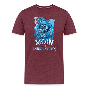 Herren Premium T-Shirt MOIN IHR LANDRATTEN - Bordeauxrot meliert
