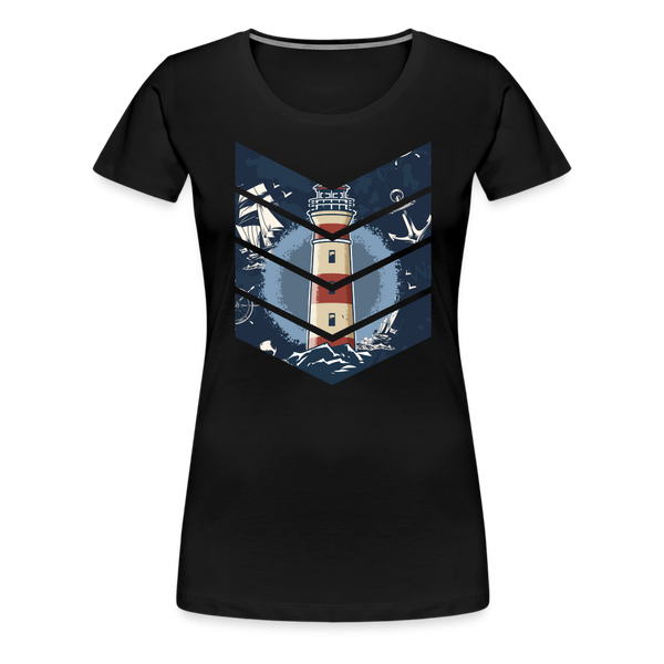 Damen Premium T-Shirt SEGELSCHIFF, MÖWEN UND MEER - Schwarz