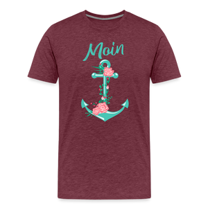 Herren Premium T-Shirt BLUMENANKER - Bordeauxrot meliert