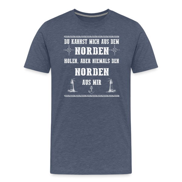 Herren Premium T-Shirt DU KANNST MICH AUS DEM NORDEN HOLEN - Blau meliert