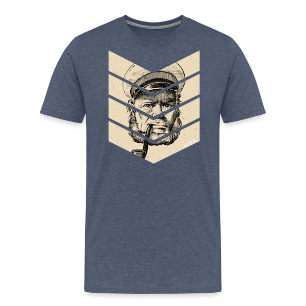 Herren  Premium T-Shirt MOIN KAPITÄN BEIGE - Blau meliert