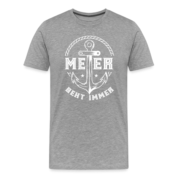 Herren Premium T-Shirt MEER GEHT IMMER ANKER - Grau meliert