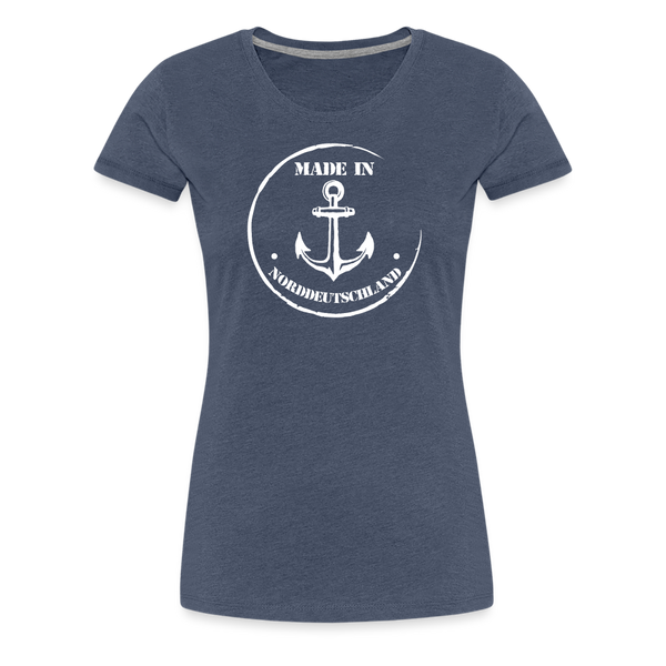 Damen Premium T-Shirt MADE IN NORDDEUTSCHLAND ANKER - Blau meliert