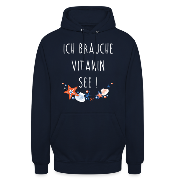 Unisex Hoodie ICH BRAUCHE VITAMIN SEE - Navy