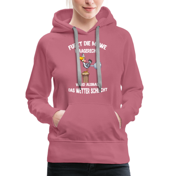 Damen Premium Hoodie FURZT DIE MÖWE WAAGERECHT - Malve