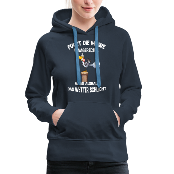 Damen Premium Hoodie FURZT DIE MÖWE WAAGERECHT - Navy