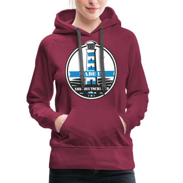 Damen Premium Hoodie MADE IN NORDDEUTSCHLAND MIT LEUCHTTURM - Bordeaux