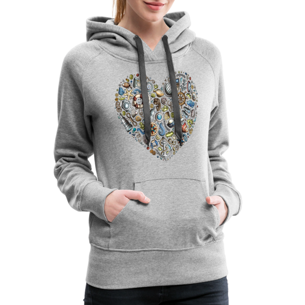 Damen Premium Hoodie NORDDEUTSCHES HERZ - Grau meliert