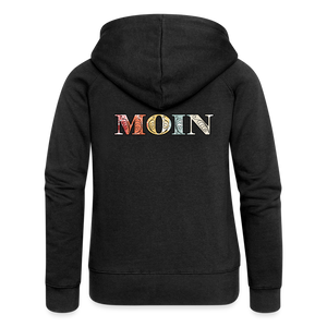 Frauen Premium Kapuzenjacke MOIN RETRO BUNT - Schwarz