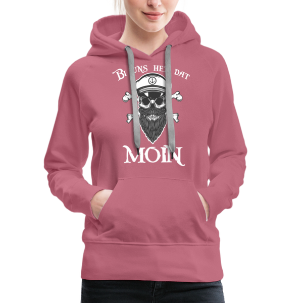 Damen Premium Hoodie Hoodie BI UNS HET DAT MOIN MIT TOTENKOPF - Malve