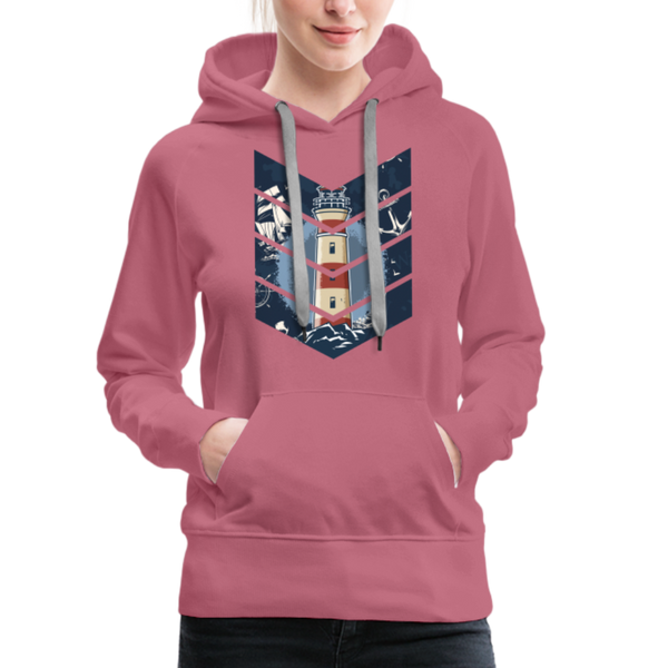 Damen Premium Hoodie LEUCHTTURM, ANKER, SEGELSCHIFF UND MEER - Malve