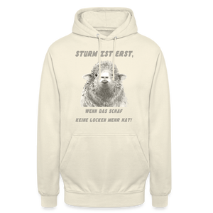 Unisex Hoodie STURM IST ERST WENN DAS SCHAF KEINE LOCKEN MEHR HAT - Vanille-Milchshake