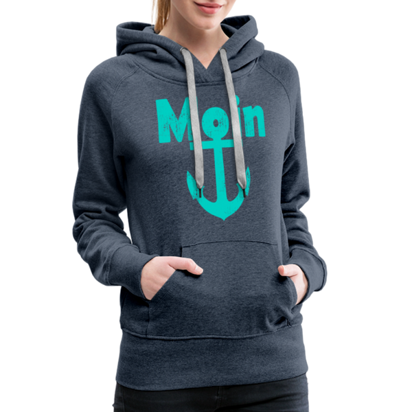 Damen Premium Hoodie  MOIN ANKER TÜRKIS - Jeansblau