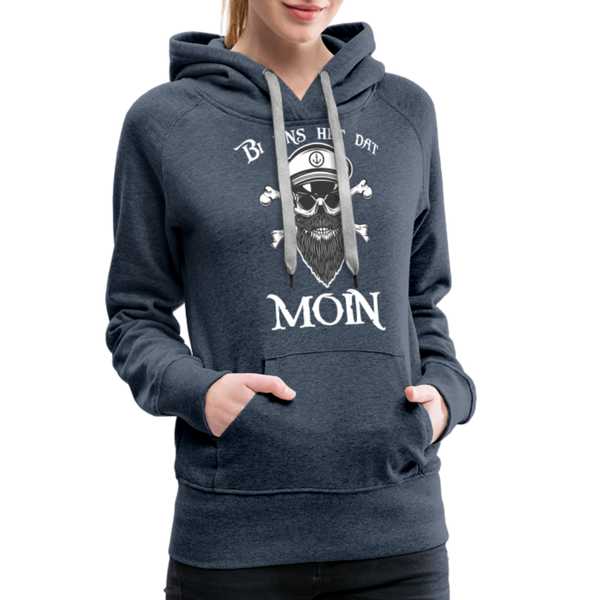 Damen Premium Hoodie Hoodie BI UNS HET DAT MOIN MIT TOTENKOPF - Jeansblau