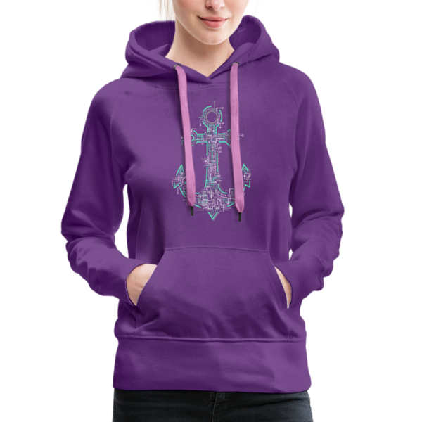 Damen Premium Hoodie FUTURISTISCHER ANKER - Purple