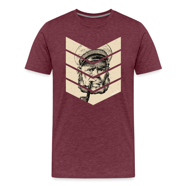 Herren  Premium T-Shirt MOIN KAPITÄN BEIGE - Bordeauxrot meliert