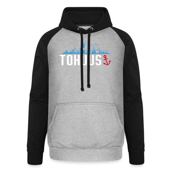 Baseball Hoodie TOHUUS - Grau meliert/Schwarz