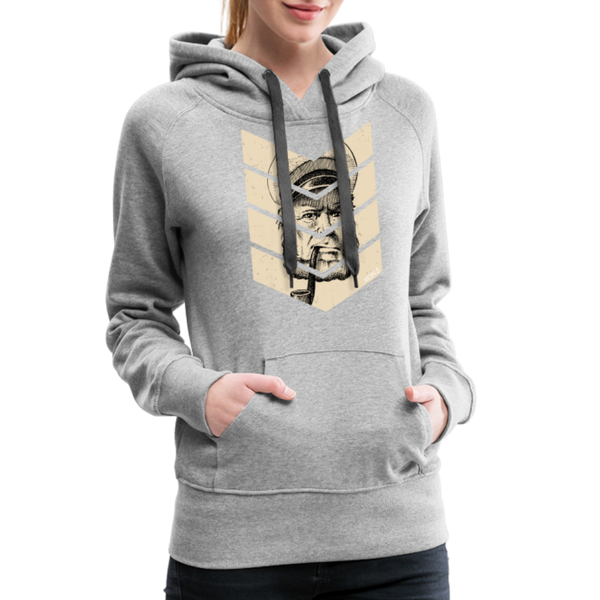 Damen Premium Hoodie MOIN KAPITÄN BEIGE - Grau meliert