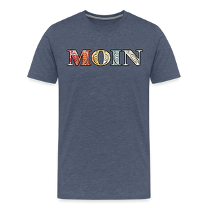 Herren Premium T-Shirt MOIN RETRO BUNT - Blau meliert