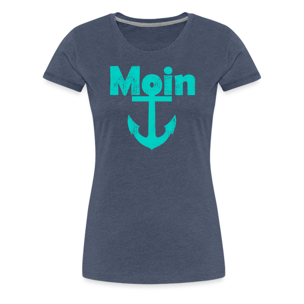 Damen Premium T-Shirt MOIN ANKER - Blau meliert