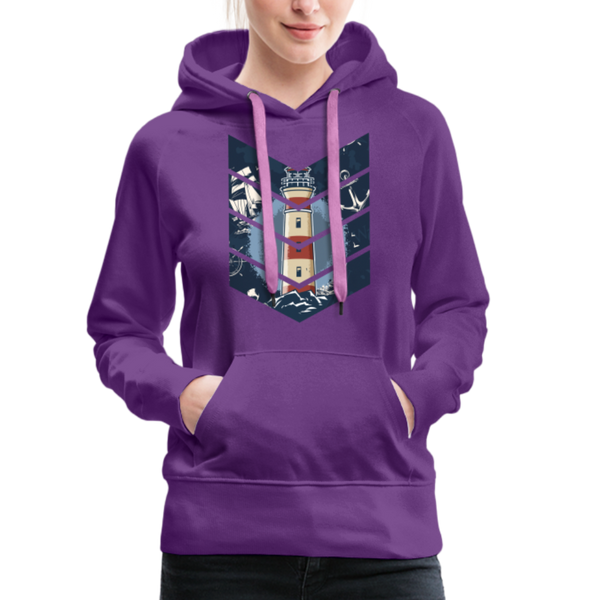 Damen Premium Hoodie LEUCHTTURM, ANKER, SEGELSCHIFF UND MEER - Purple