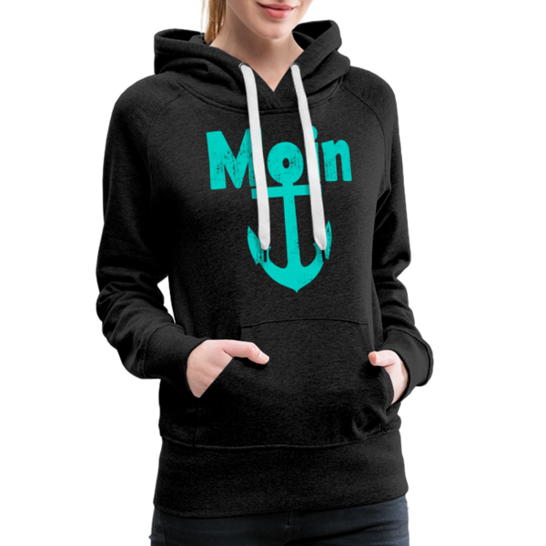 Damen Premium Hoodie  MOIN ANKER TÜRKIS - Anthrazit