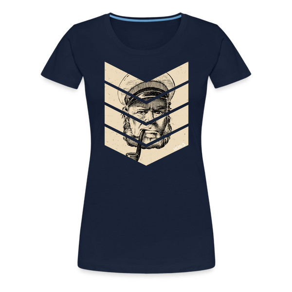 Damen Premium T-Shirt MOIN KAPITÄN BEIGE - Navy