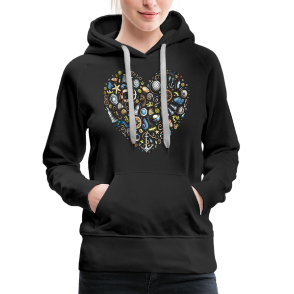 Damen Premium Hoodie NORDDEUTSCHES HERZ - Schwarz