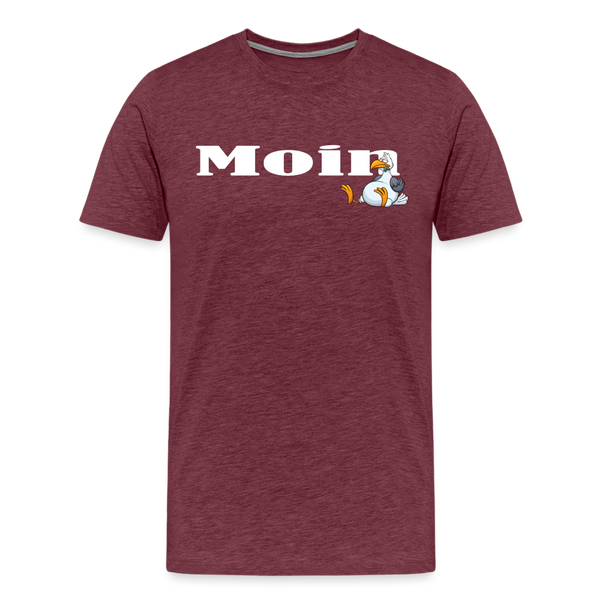 Herren Premium T-Shirt MOIN DICKE MÖWE - Bordeauxrot meliert