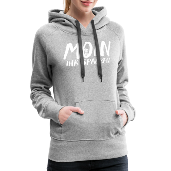 Damen Premium Hoodie MOIN IHR SPACKEN - Grau meliert