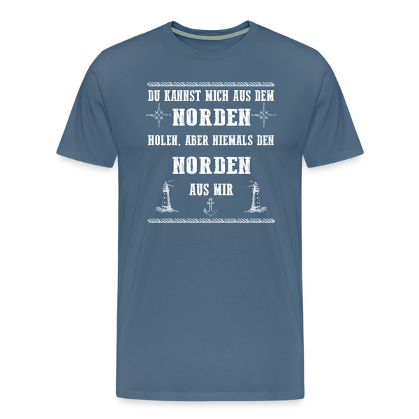 Herren Premium T-Shirt DU KANNST MICH AUS DEM NORDEN HOLEN - Blaugrau