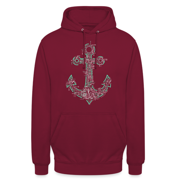 Unisex Hoodie FUTURISTISCHER ANKER - Bordeaux