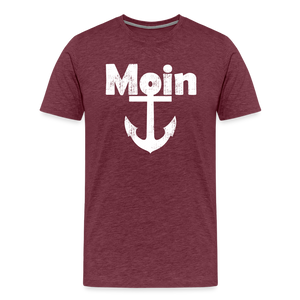 Herren Premium T-Shirt MOIN ANKER WEIß - Bordeauxrot meliert