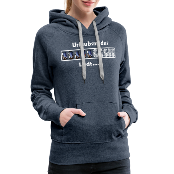 Damen Premium Hoodie URLAUBSMODUS LÄDT - Jeansblau