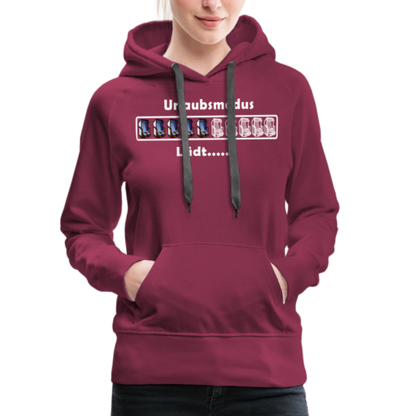 Damen Premium Hoodie URLAUBSMODUS LÄDT - Bordeaux