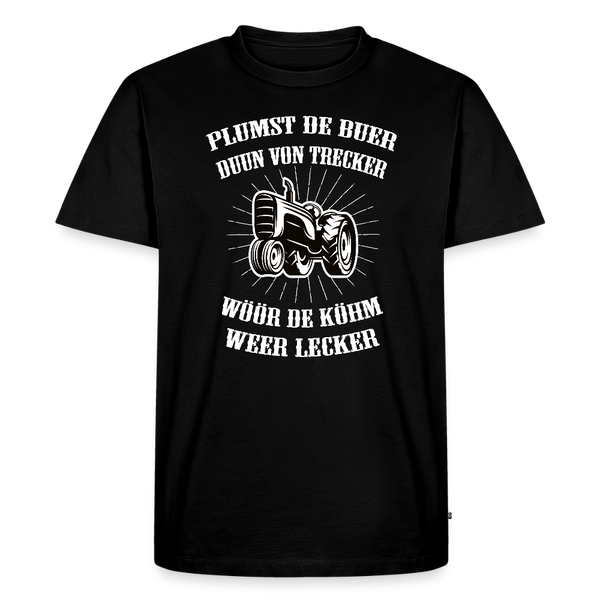 Herren  Premium T-Shirt PLUMST DER BUER PLATTDEUTSCH - Schwarz